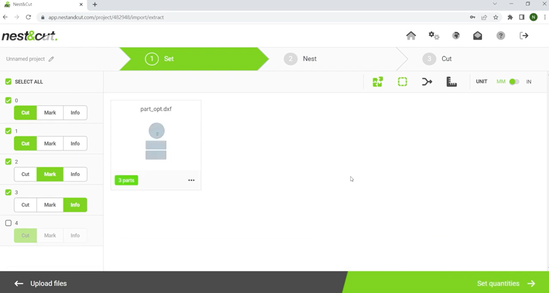 Nest&Cut cloud web browser nesting interface